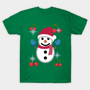 Snowman with Christmas hat and muffler T-Shirt